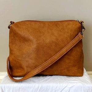 Joy Susan Brown Faux Leather Crossbody/Shoulder Bag